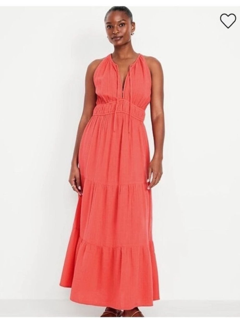 Old Navy Gauze Beachy Coral Maxi Dress